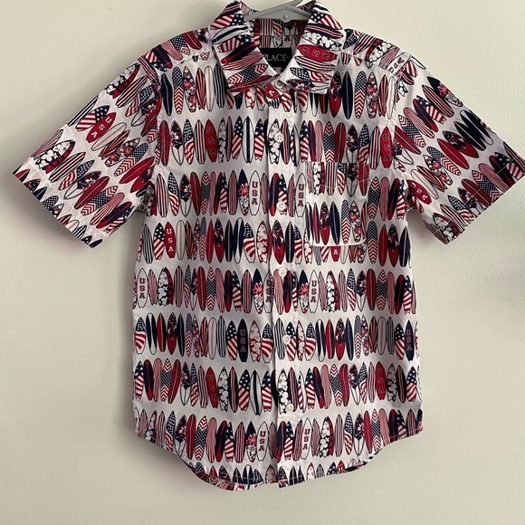 The Children’s Place, Boys, Button Down, Red/White/Blue, USA, Size 7/8, M, NWT - Picture 14 of 16